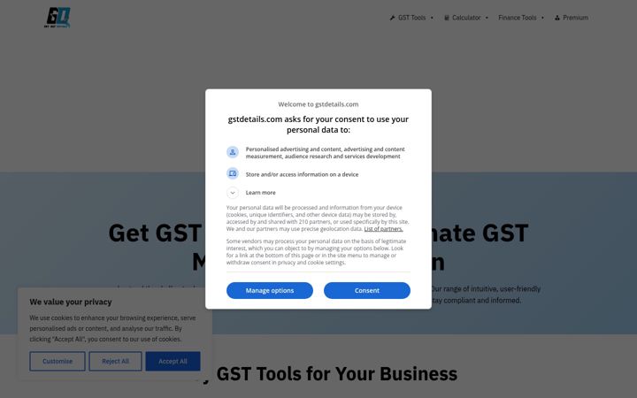 Screenshot of gstdetails.com