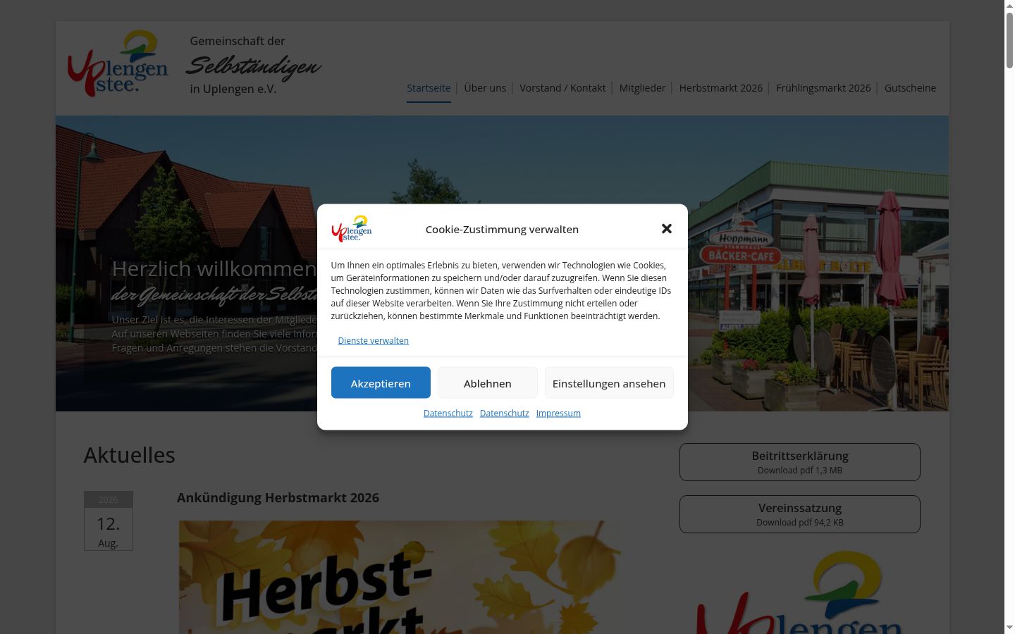 Screenshot tal-banner tal-kunsens muri qabel kwalunkwe interazzjoni