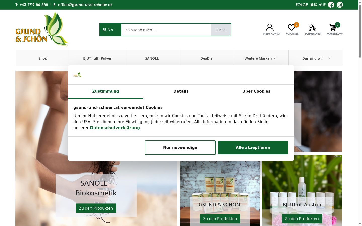 Captura de ecrã do banner de consentimento apresentado antes de qualquer interação