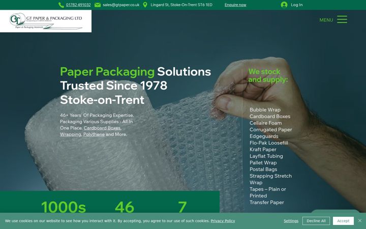 Screenshot of gt-paper.co.uk