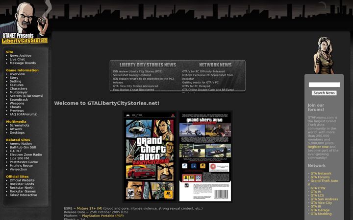 Screenshot of gtalibertycitystories.net
