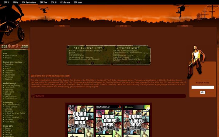 Screenshot of gtasanandreas.net