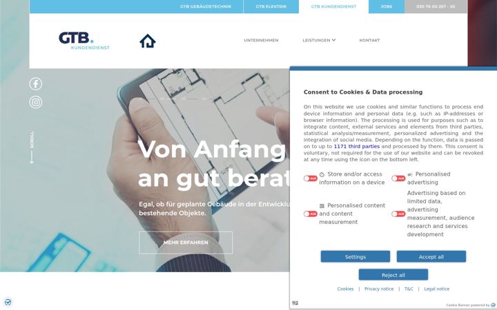 Screenshot of gtb-kundendienst.de
