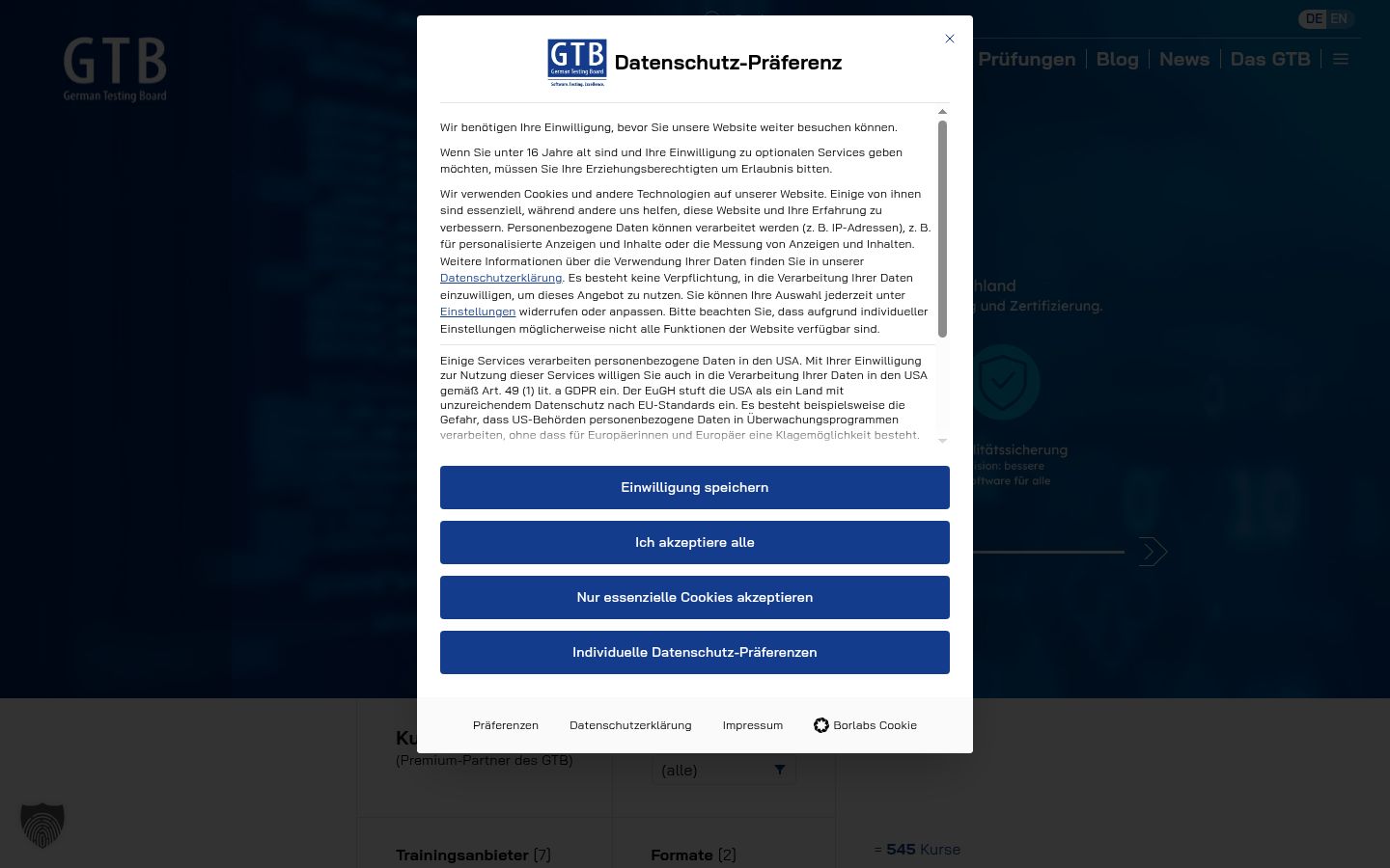 Screenshot van de toestemmingsbanner zoals getoond vóór enige interactie