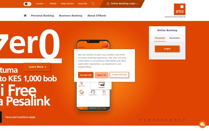 Screenshot of gtbank.co.ke