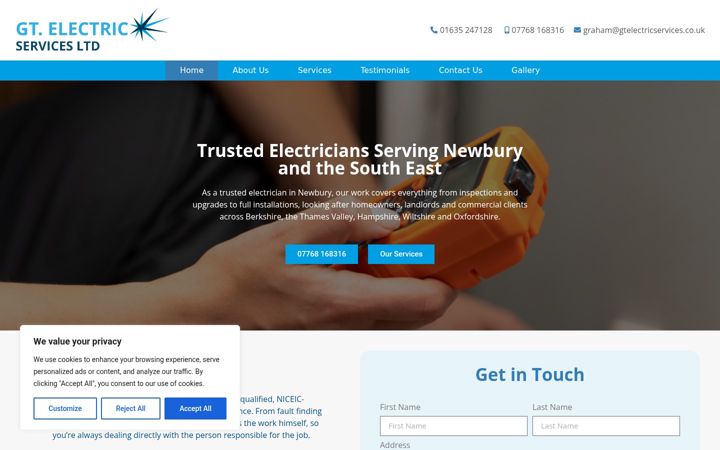 Screenshot of gtelectricservices.co.uk
