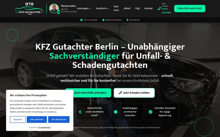 Screenshot of gtg-kfz-gutachten.de