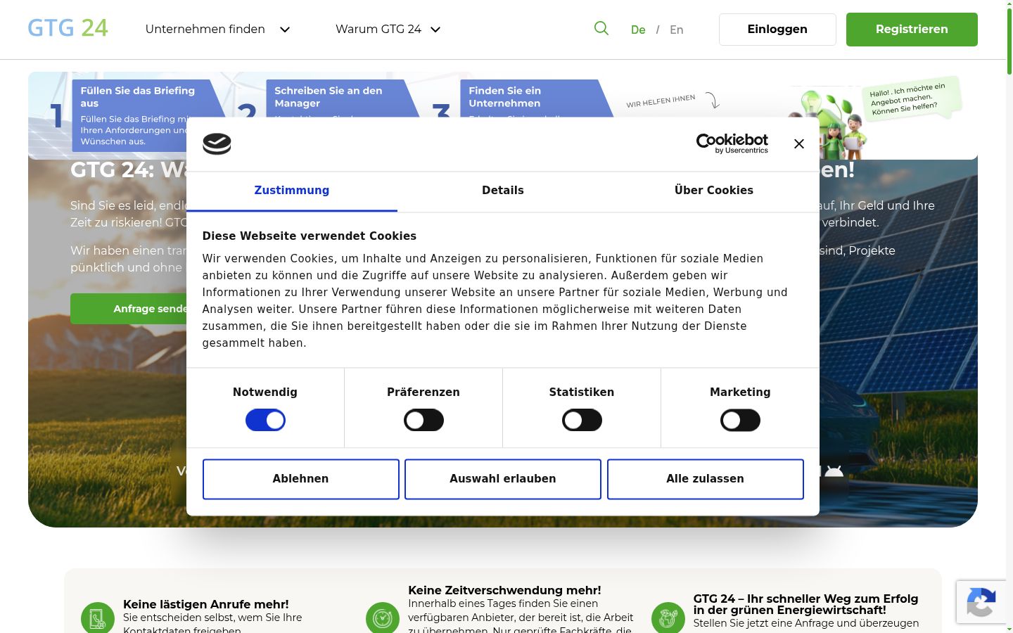 Captura de pantalla del banner de consentimiento mostrado antes de cualquier interacción