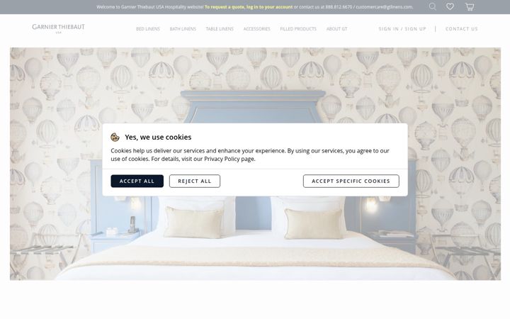 Screenshot of gtlinenshospitality.com