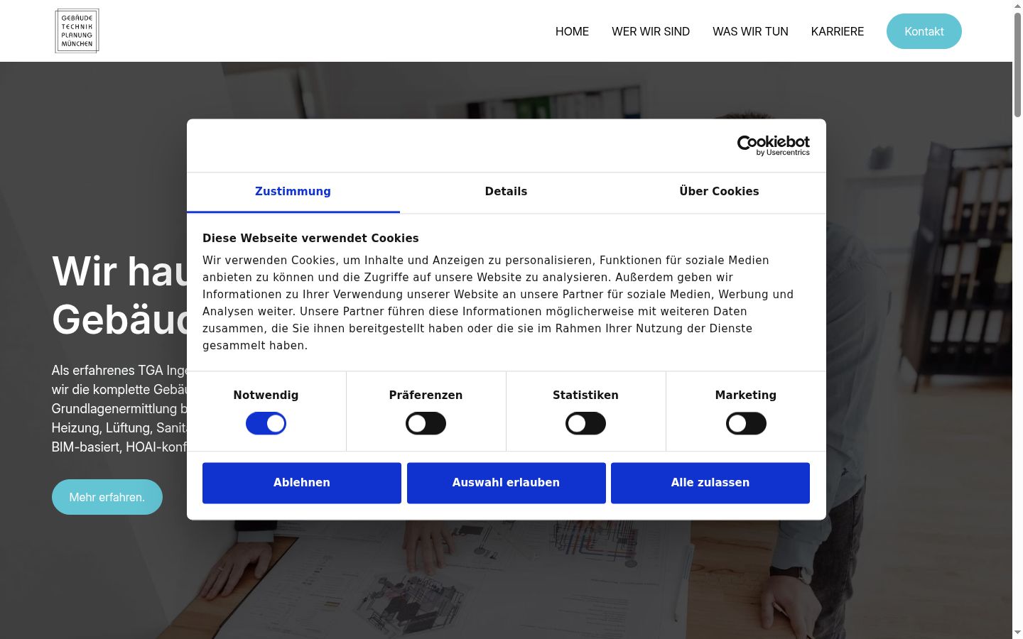 Screenshot del banner di consenso mostrato prima di qualsiasi interazione
