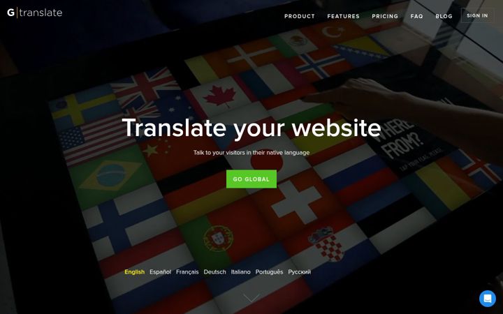 Screenshot of gtranslate.io