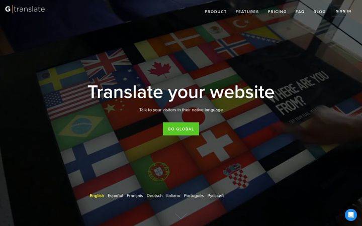 Skærmbillede af gtranslate.net