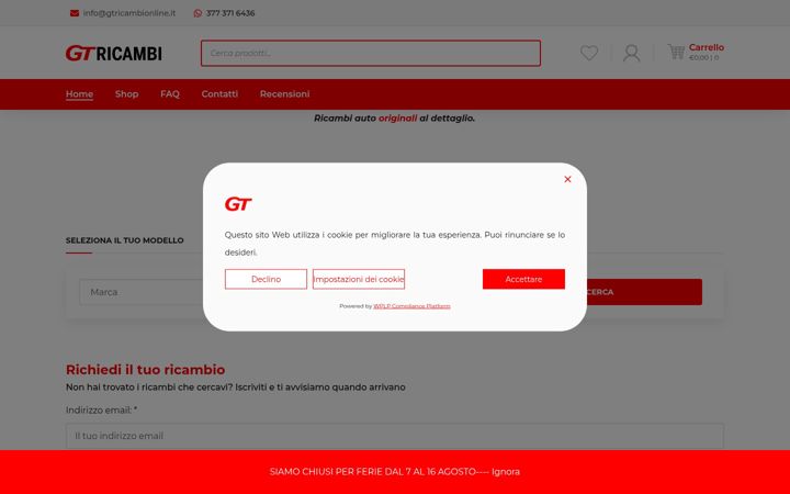 Screenshot of gtricambionline.it