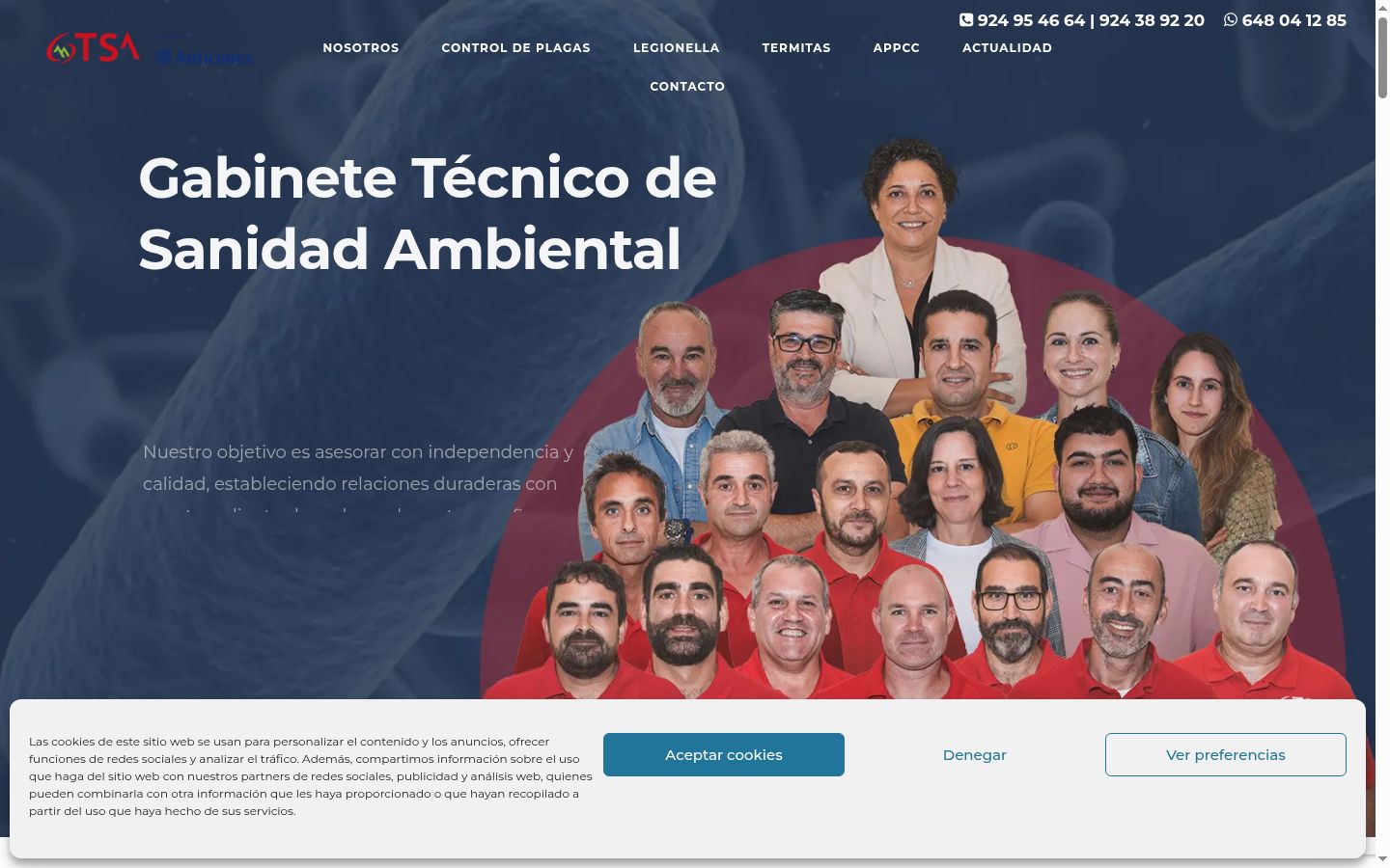 Captura de pantalla del banner de consentimiento mostrado antes de cualquier interacción