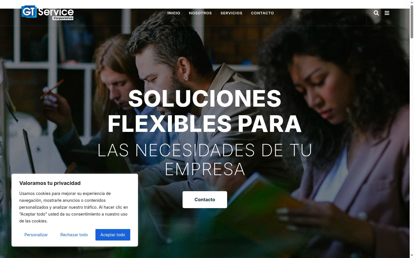 Captura de pantalla del banner de consentimiento mostrado antes de cualquier interacción