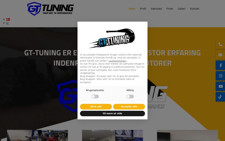 Screenshot of gttuning.dk