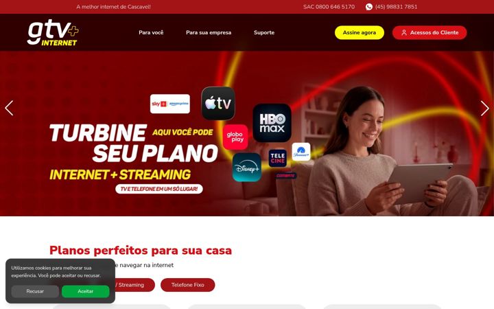 Screenshot of gtvfibra.com.br