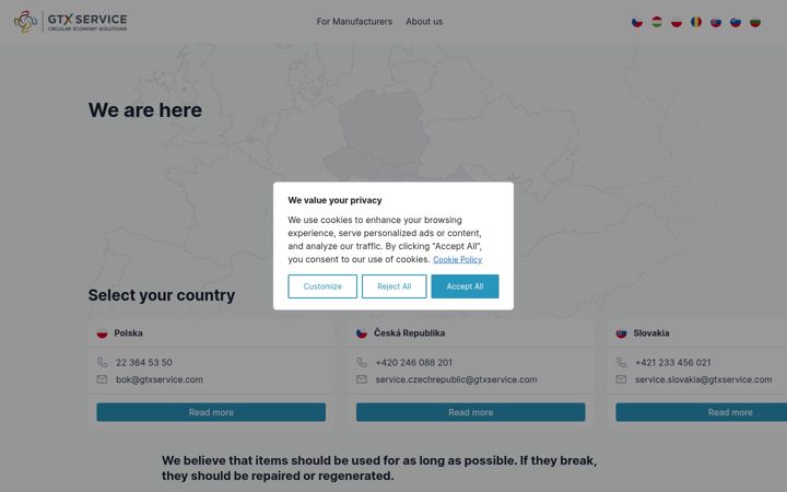 Screenshot of gtxservice.com