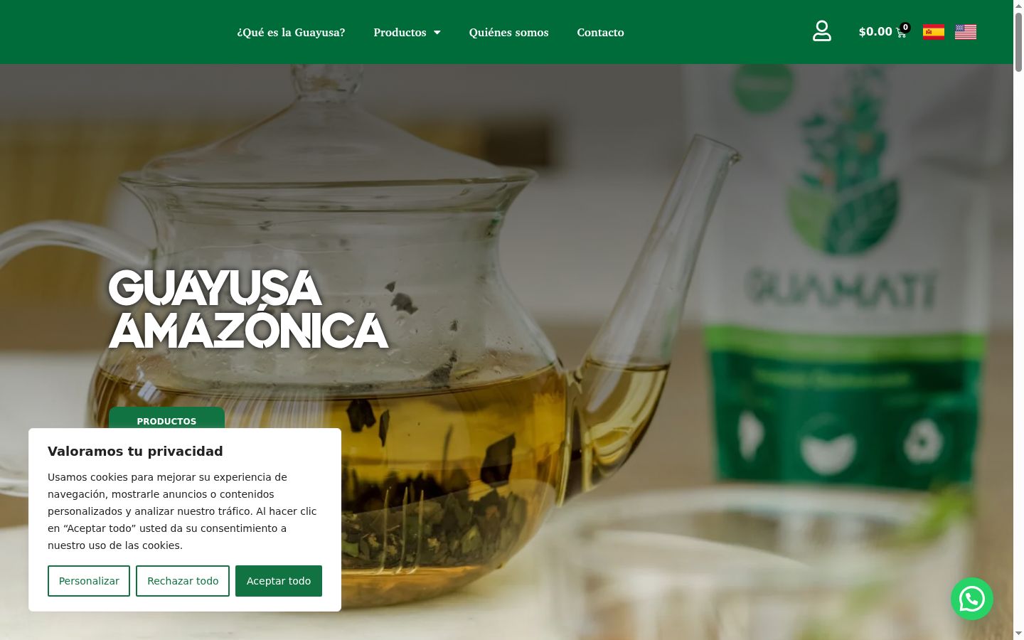 Captura de ecrã do banner de consentimento apresentado antes de qualquer interação