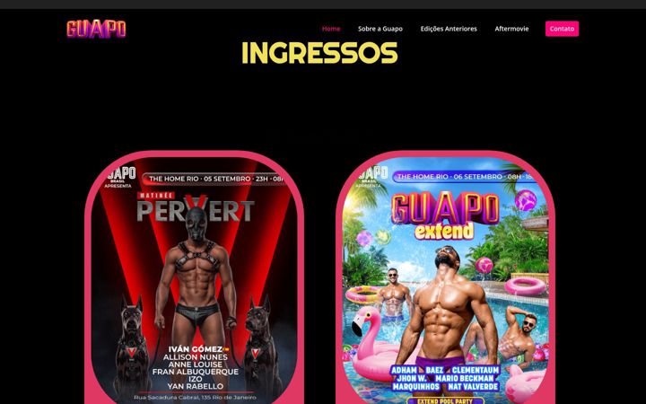 Screenshot of guapofiesta.com.br