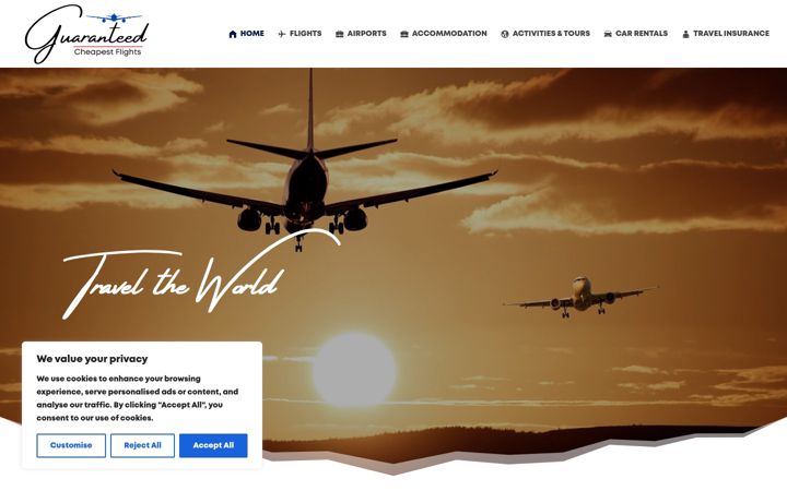 Screenshot of guaranteedcheapestflights.com