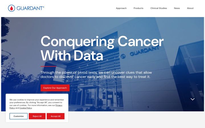 Skjermbilde av guardanthealth.com