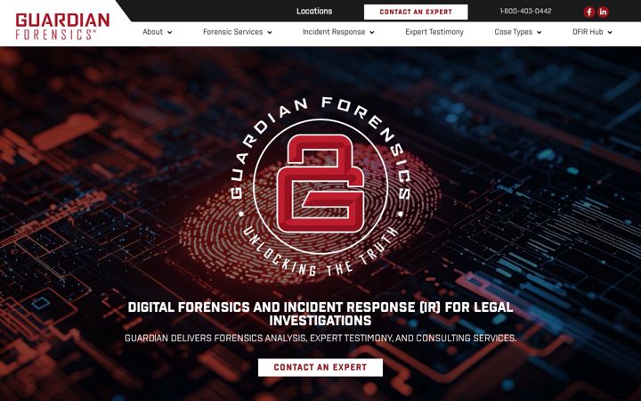 Screenshot of guardian-forensics.com