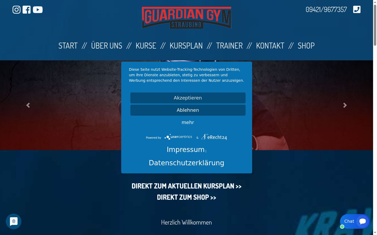 Screenshot del banner di consenso mostrato prima di qualsiasi interazione