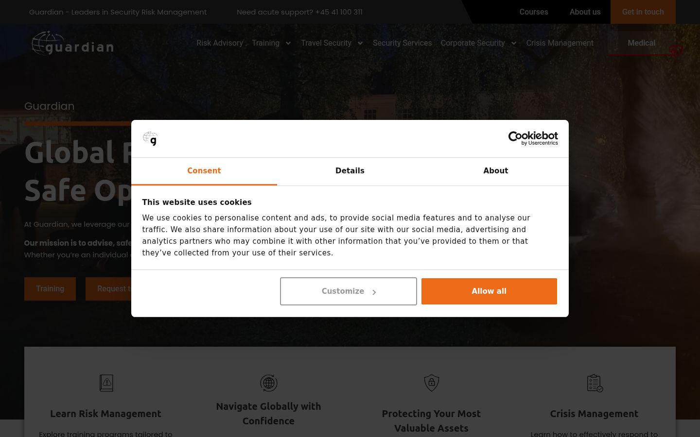 Capture d'écran de la bannière de consentement affichée avant toute interaction