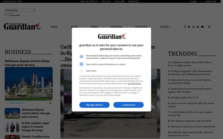 Screenshot of guardian.co.tt