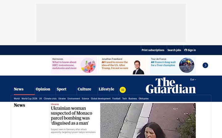 Screenshot of guardian.co.uk