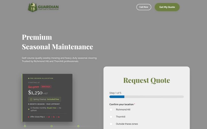 Screenshot of guardianlawn.ca