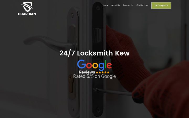 Screenshot of guardianlocklocksmithkew.co.uk