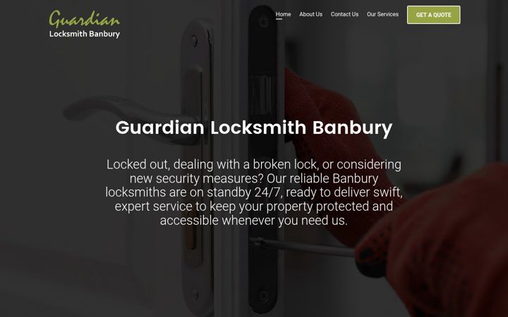 Screenshot of guardianlocksmithbanbury.co.uk