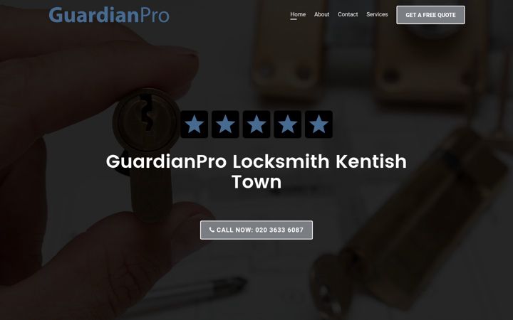Screenshot of guardianprolocksmithkentishtown.co.uk