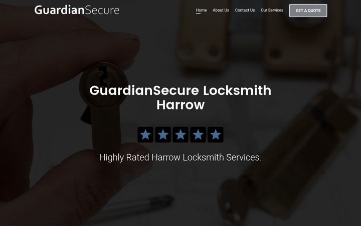 Screenshot of guardiansecurelocksmithharrow.co.uk