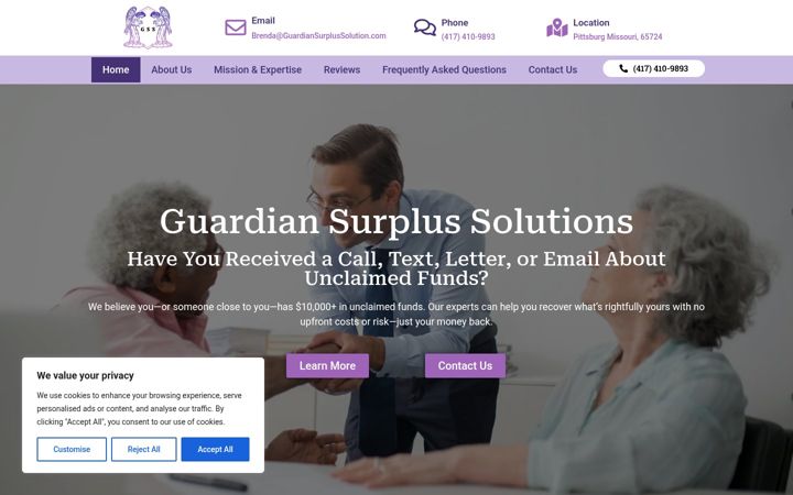 Screenshot of guardiansurplussolutions.com