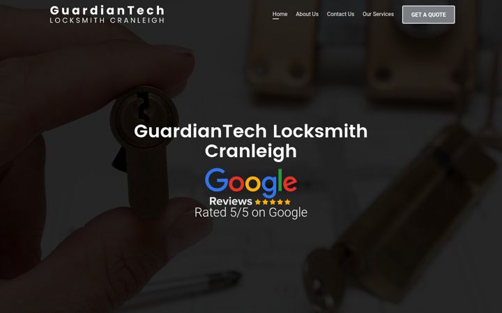 Screenshot of guardiantechlocksmithcranleigh.co.uk