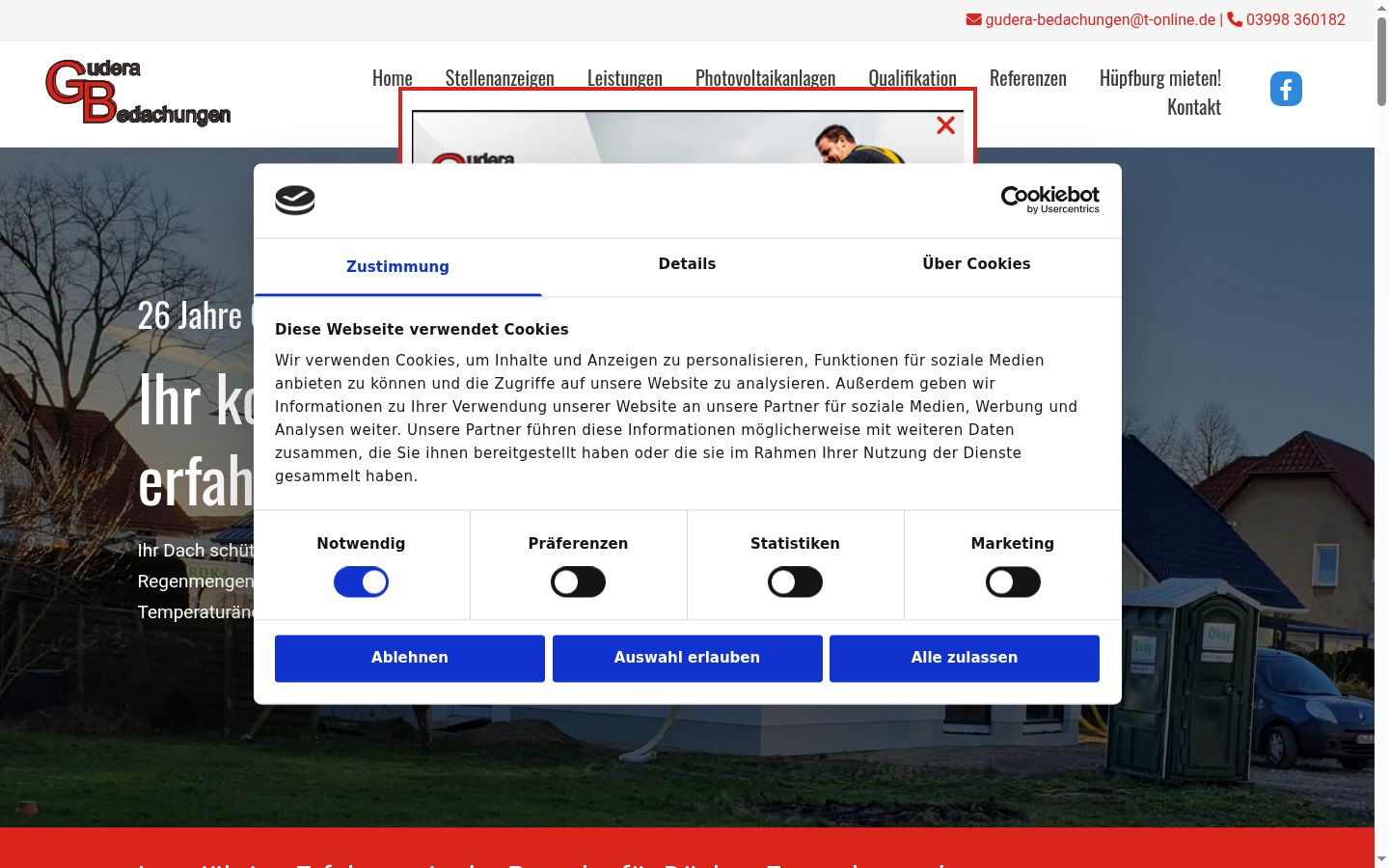 Screenshot of the consent banner shown before any interaction