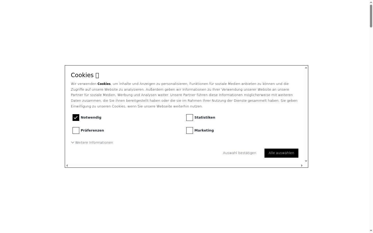 Screenshot del banner di consenso mostrato prima di qualsiasi interazione