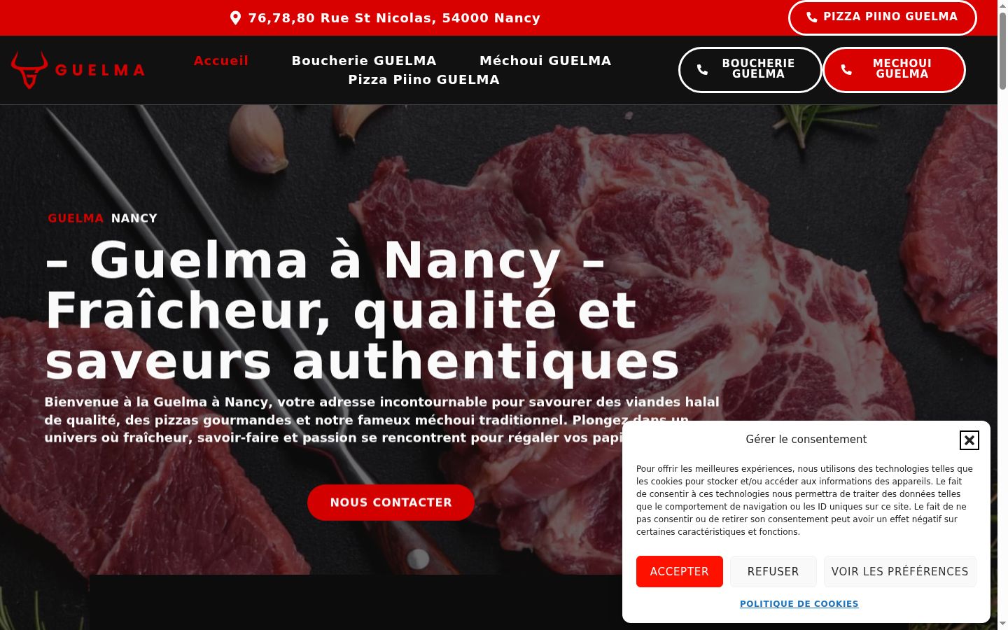 Capture d'écran de la bannière de consentement affichée avant toute interaction