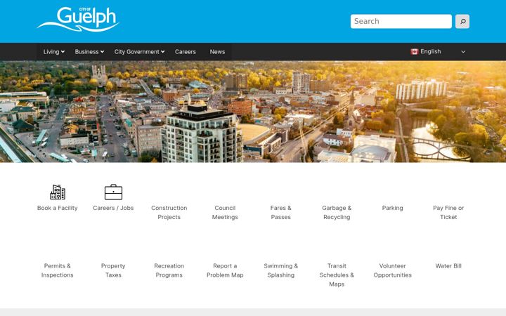 Screenshot of guelph.ca