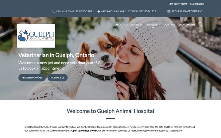 Screenshot of guelphvet.ca