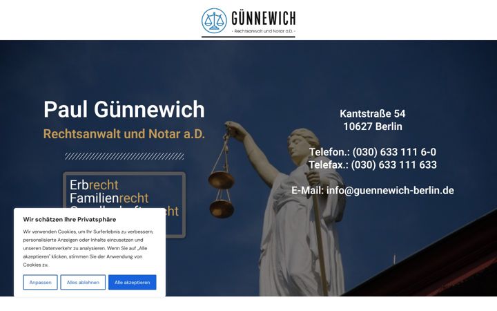Screenshot of guennewich-berlin.de