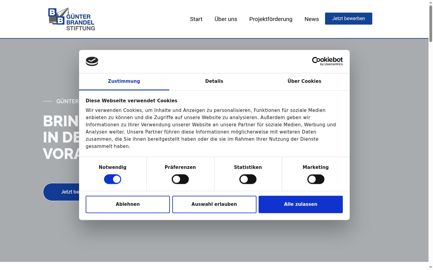 Screenshot of the consent banner shown before any interaction