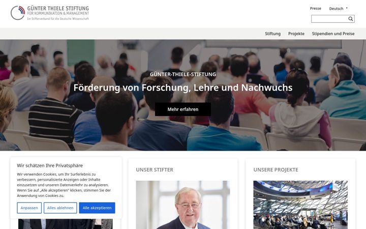 Screenshot of guenter-thiele-stiftung.de