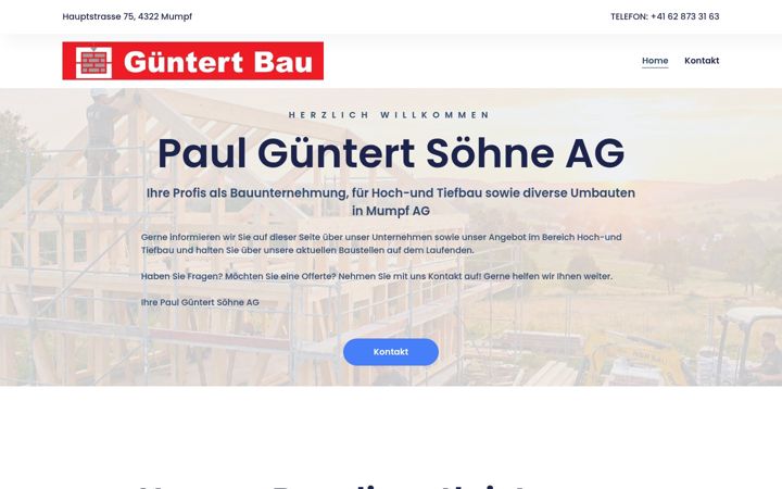 Snímek obrazovky guentert-bau.ch