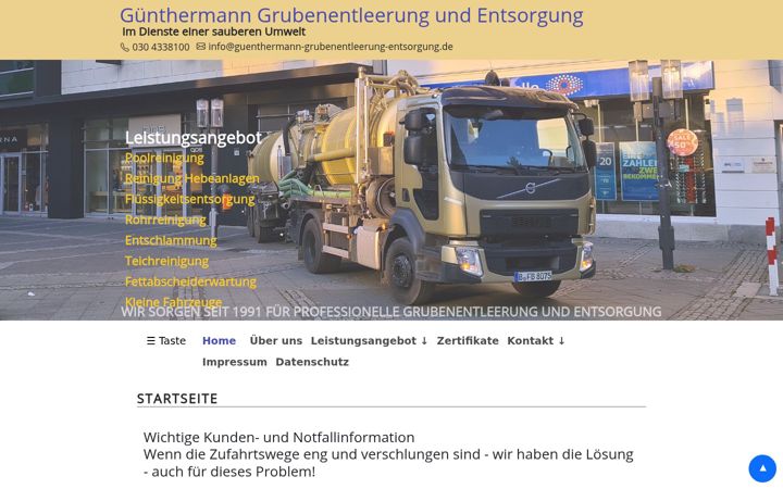 Screenshot of guenthermann-grubenentleerung-entsorgung.de