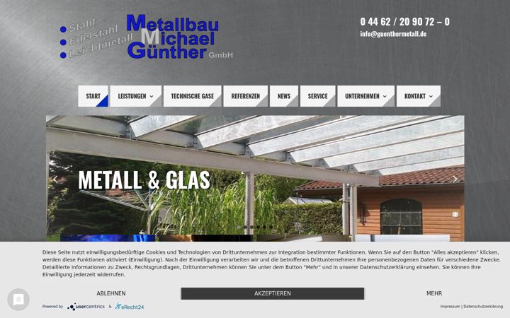 Screenshot of guenthermetall.de