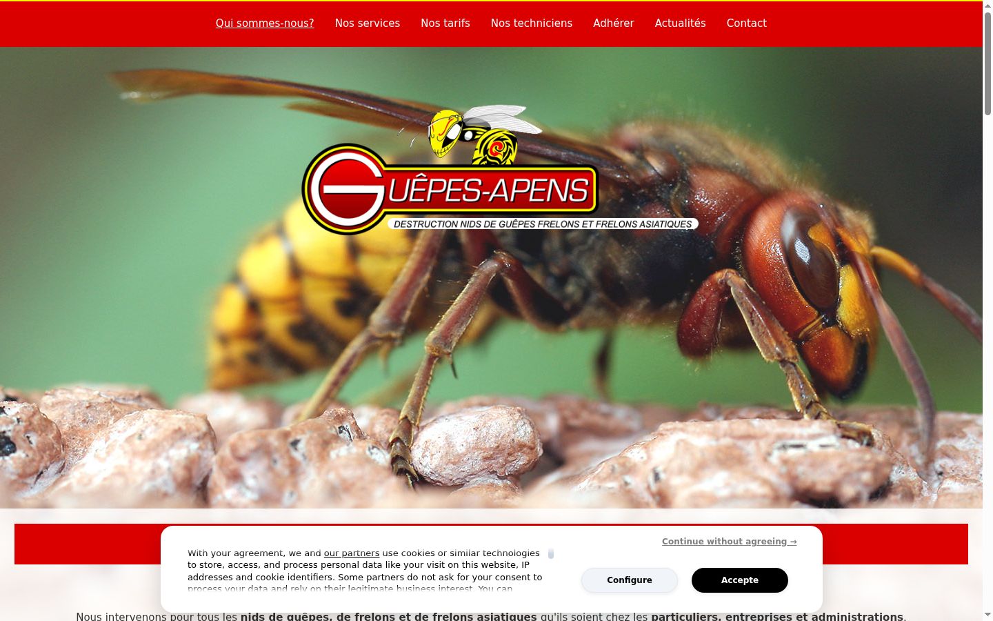 Screenshot del banner di consenso mostrato prima di qualsiasi interazione